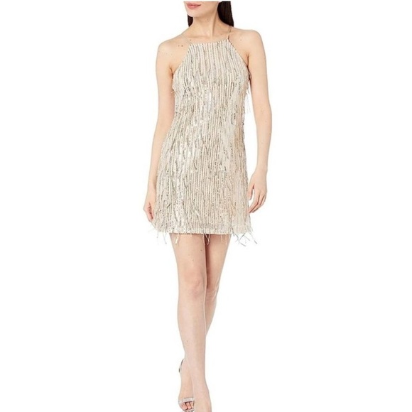 Speechless Silver Sequin Sparkly Fringed Sleeveless Mini Party Dress Size Medium - Picture 1 of 16